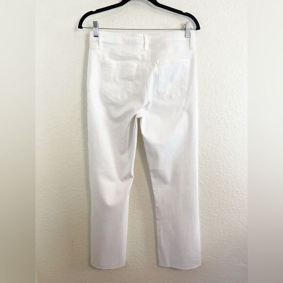 L'agence Kendra High-Rise Cropped Flare Leg Coated Jeans in White Women's 30 - Picture 6 of 15